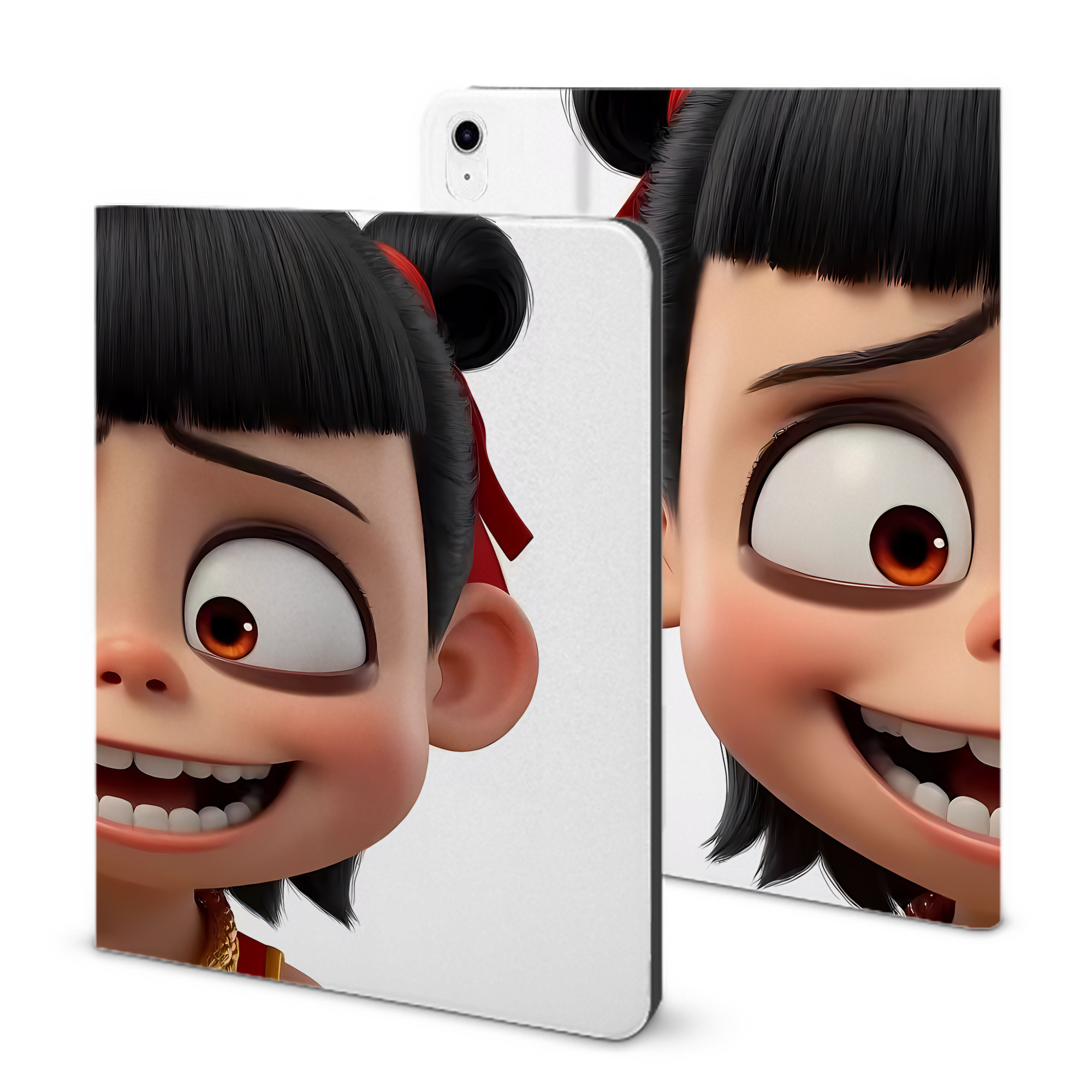 （画像用） Ne Zha 2 ナタ 魔童の大暴れ IPad ケース ブック型 PUレザー TPU 耐衝撃 軽量 薄型 ペン収納なし 全面保護 IPad 各モデル対応